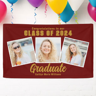 Lona Fiesta de Graduación Chic de Oro Granate Collage d