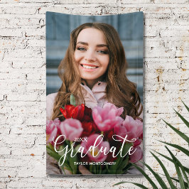 Lona Fiesta de Graduación con Foto de Letra Elegante
