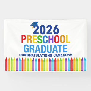 Lona Fiesta de Graduación de Preescolar 2026 Personaliz