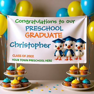 Lona Fiesta de Graduación de Preescolar de Tres Gansito