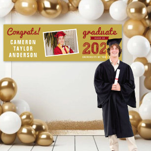 Lona Fiesta de Graduación Foto Boceto Rojo 2026 Congrat