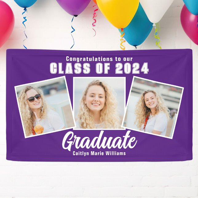 Lona Fiesta de Graduación Morado Blanco 3 Collage de Fo (Subido por el creador)