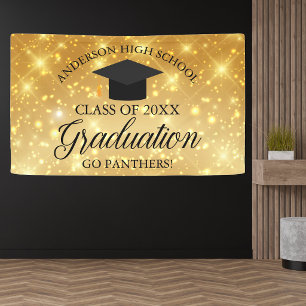 Lona Fiesta de graduación personalizada con destellos d