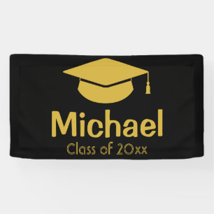 Lona Fiesta de Graduación Personalizada Oro Clase de 20