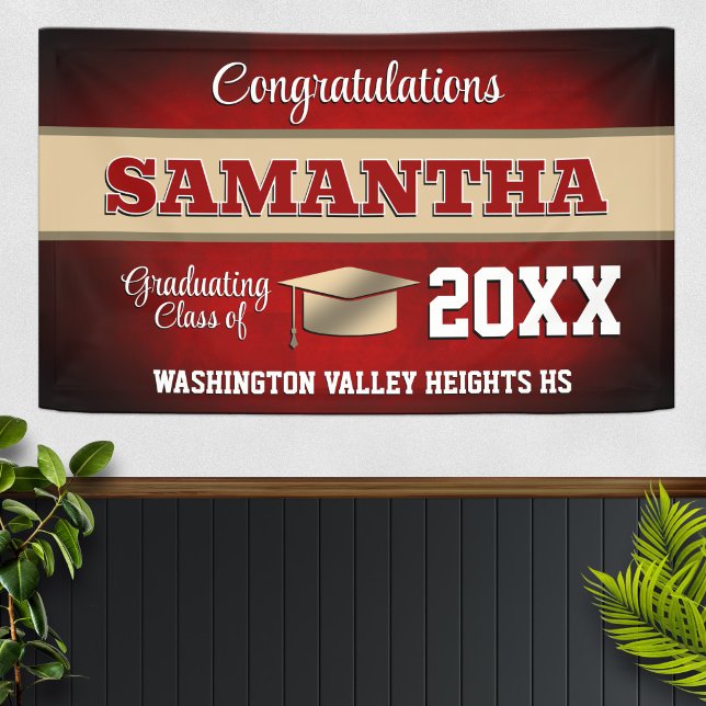 Lona Fiesta de Graduación Rojo y Dorado (Subido por el creador)