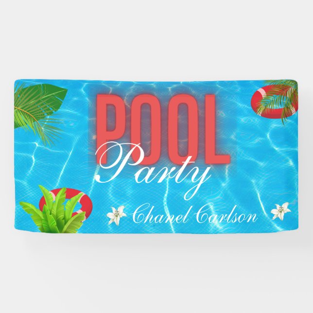 Lona Fiesta de grupo tropical | Cumpleaños de verano (Horizontal)