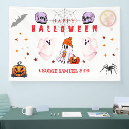 Lona Fiesta de Halloween con el logotipo de la pequeña