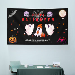 Lona Fiesta de Halloween con el logotipo de la pequeña