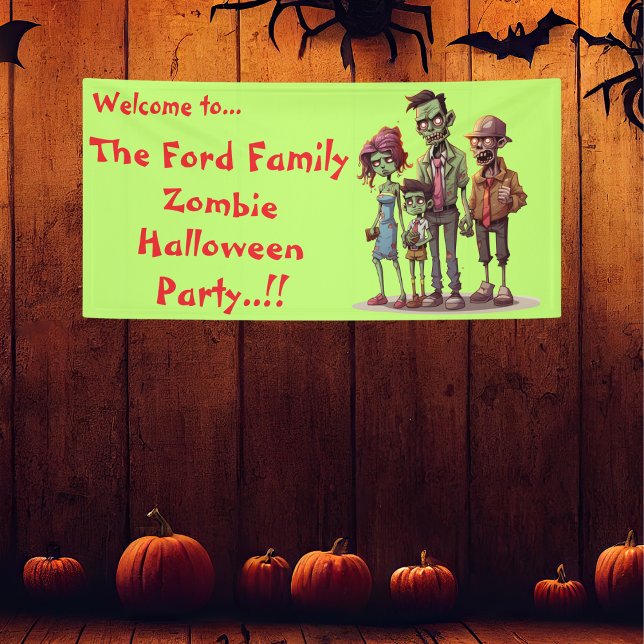 Lona Fiesta de Halloween de la Familia Zombie para Niño (Zombie Family Halloween Party Banner)