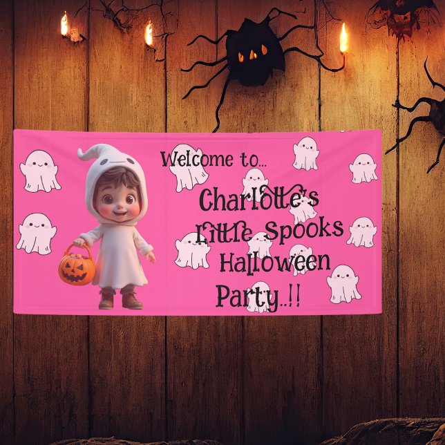 Lona Fiesta de Halloween de los Pequeños Hablantes para (Little Spooks Halloween Party Banner)