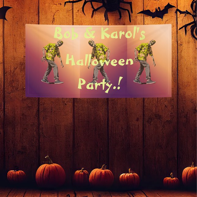 Lona Fiesta de Halloween Zombie (Zombie Halloween Party Banner)