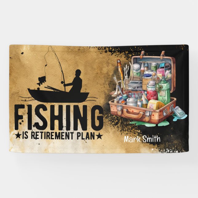 Lona Fiesta de Jubilación de Amante de Pesca (Horizontal)