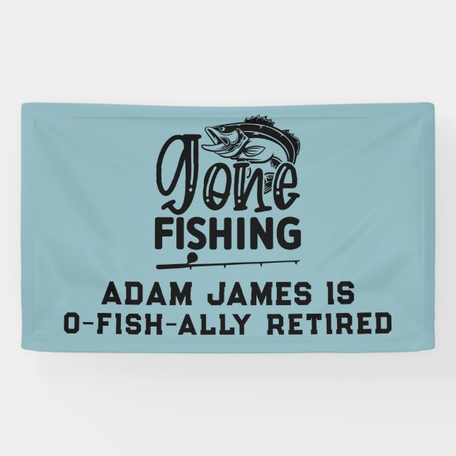 Lona Fiesta de Jubilación de Pesca de Acuarela - Pescad (Horizontal)