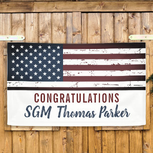 Lona FIESTA de Jubilación Militar de Bandera Americana 