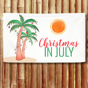 Lona Fiesta de Navidad en Julio Estandarte de Palmeras