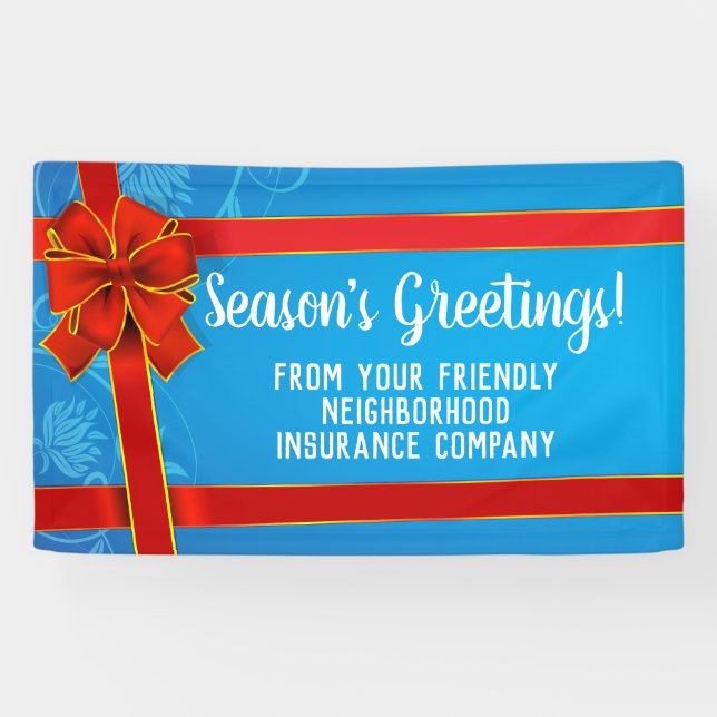 Lona Fiesta de Navidades del Personalizado azul de oso  (Horizontal)