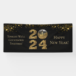 Lona fiesta de Nochevieja de 2024—Ball-NYC Gold-