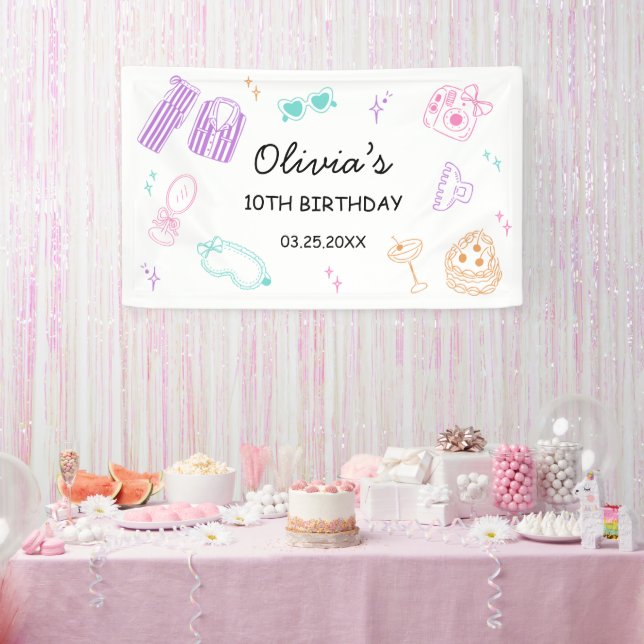 Lona Fiesta de pijamas de cumpleaños de niña (Fiesta)