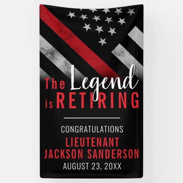 Lona Fiesta de Retiro de Bomberos, bombero de la línea  (Vertical)