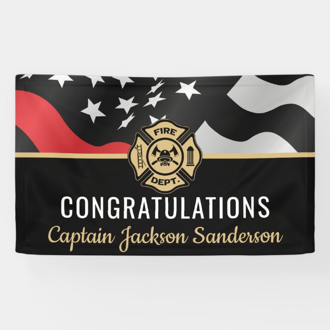 Lona Fiesta de Retiro de Bomberos Fireman Bandera de la (Horizontal)