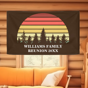 Lona Fiesta de Reunión Familiar Personalizada Retro Ata
