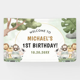 Lona Fiesta de Safari de la Selva Animales Primer Cumpl