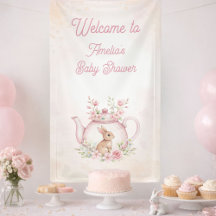 Fiesta de té de conejito con acuarela para baby sh