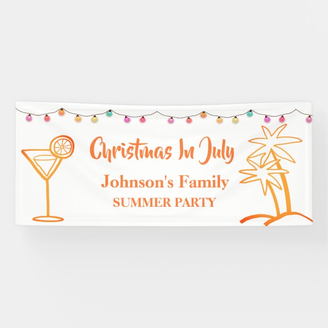 Lona Fiesta de verano de Navidad en julio  (Horizontal)