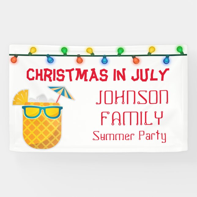Lona Fiesta de verano de Navidad en julio   (Horizontal)