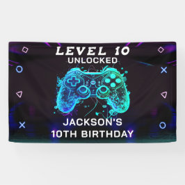 Lona Fiesta de videojuegos niños jugador de cumpleaños