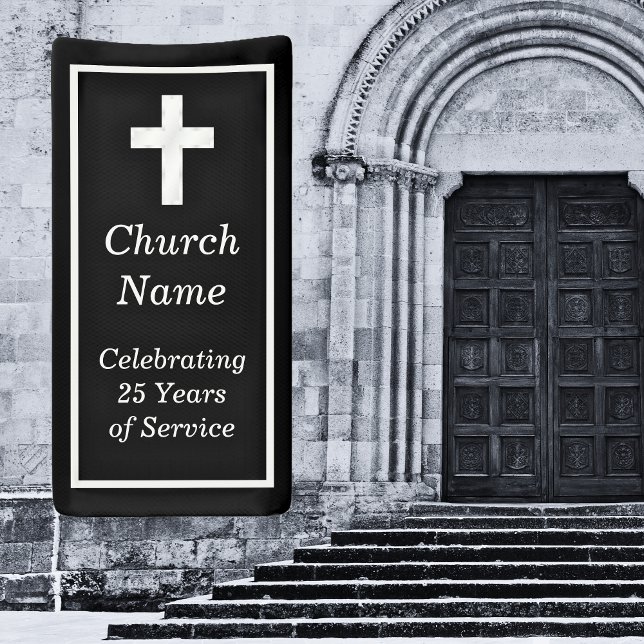 Lona Fiesta del 25 aniversario de la Iglesia de Plata N (Black Silver Church 25th Anniversary Party Banner)
