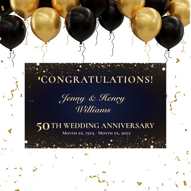 Lona Fiesta del 50° Aniversario Boda de Oro (Golden 50th Wedding Anniversary Party Banner)