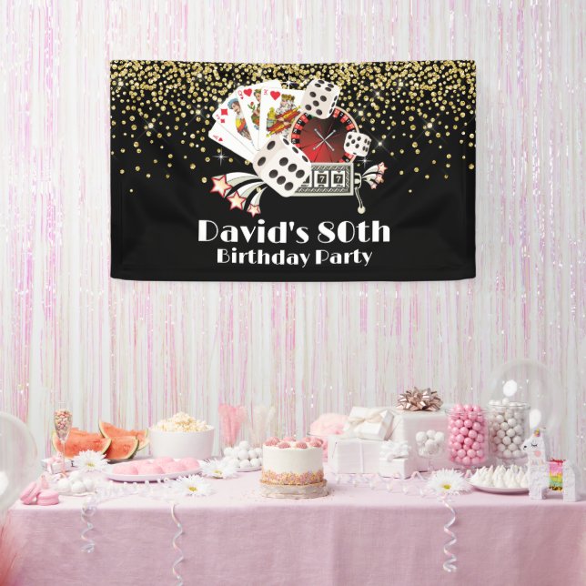 Lona fiesta del casino, elegante Banner de cumpleaños (Fiesta)