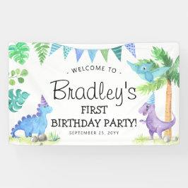Lona Fiesta del primer cumpleaños de Cute Dinosaur