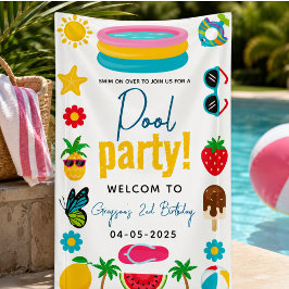 Lona Fiesta en la Piscina | Cumpleaños Moderno de Veran