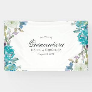Lona Fiesta Floral de Acuarela Quinceañera
