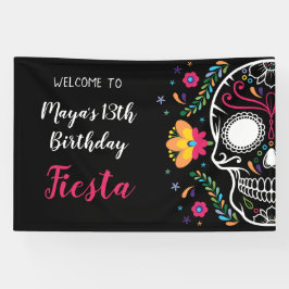 Lona Fiesta floral de calavera mexicana