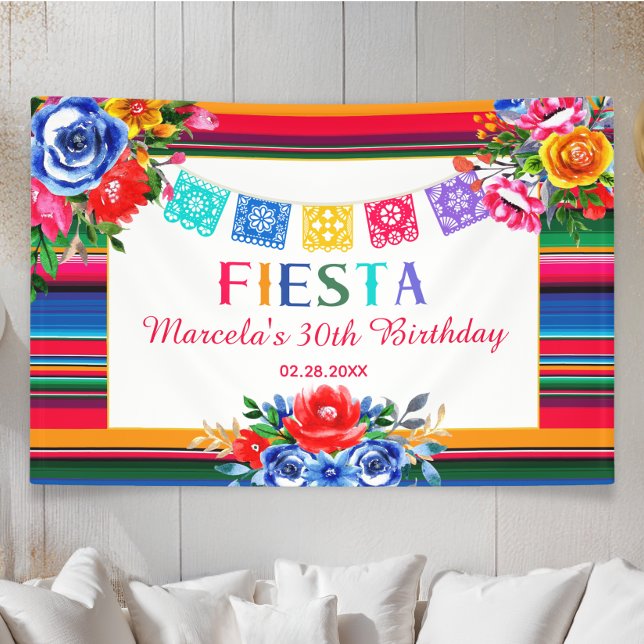 Lona Fiesta floral de Serape colorido Mexicano Cumpleañ (Subido por el creador)