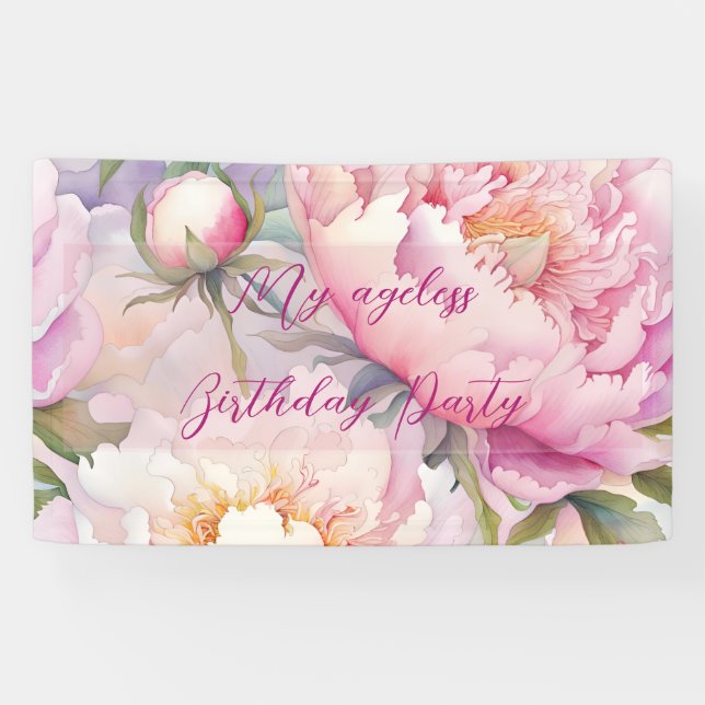 Lona Fiesta floral Rubor rosa personalizado personaliza (Horizontal)