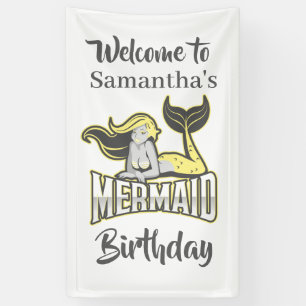 Lona FIESTA MERMAID Tema amarillo lindo Banner