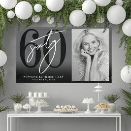 Lona Fiesta moderna de cumpleaños número 60 de negro