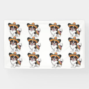 Lona Fiesta Papillon Dog con Sombrero y Sarape