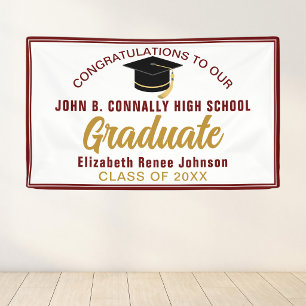 Lona Fiesta personalizada de graduación oro granate de