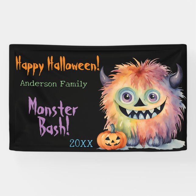 Lona Fiesta personalizada de Monster Bash Halloween (Horizontal)