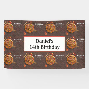 Lona Fiesta Pizza Personalizada de Cumpleaños