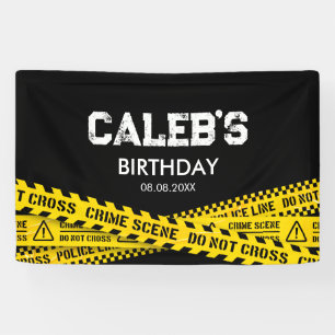 Lona Fiesta policial con amarillo No cruzar las cintas
