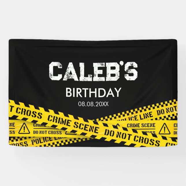 Lona Fiesta policial con amarillo No cruzar las cintas (Horizontal)