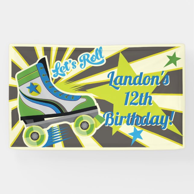 Lona Fiesta Retro de Derby en Patines de Rueda  (Horizontal)