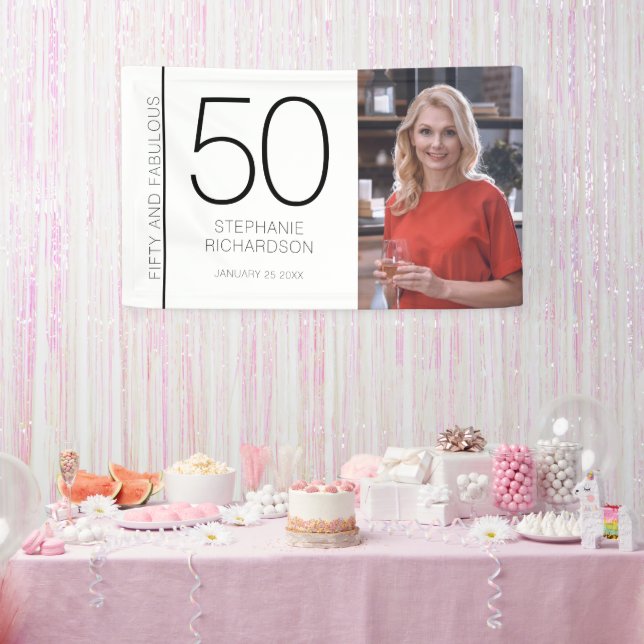 Lona Fifty and Fabulous 50th Birthday Photo Poster (Fiesta)