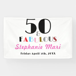 Lona Fifty and Fabulous Bold Photo 50th Birthday Banner